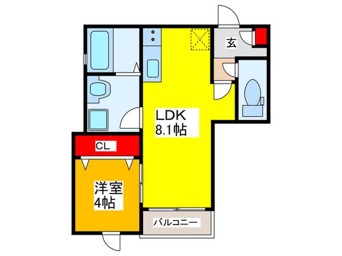 GRACIASCOURT俊徳道(1LDK/1階)の間取り写真