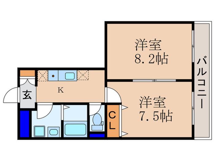 かのみハイム(2K/2階)の間取り写真