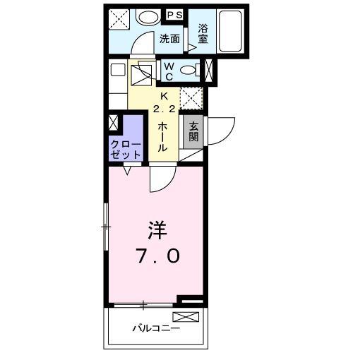 ヴィラ柏木II(1K/1階)の間取り写真