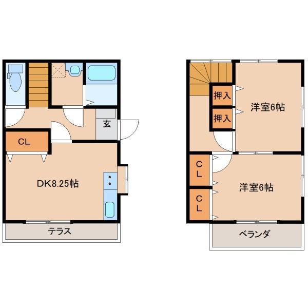グリーンハウス(2DK/1階)の間取り写真