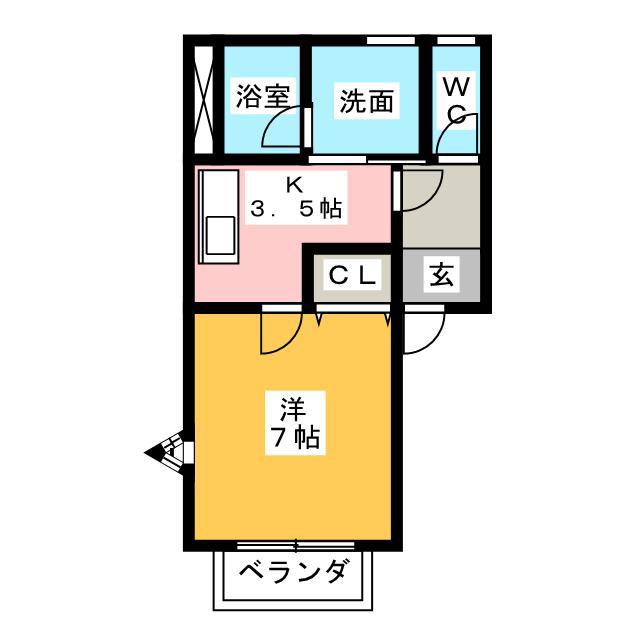 サニーコート上浜B(1K/2階)の間取り写真