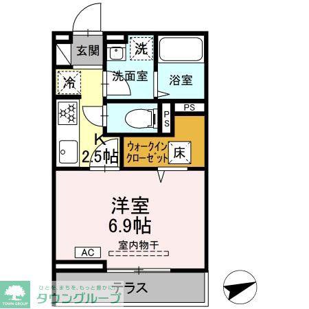 セレスティア柴又VI(1K/1階)の間取り写真