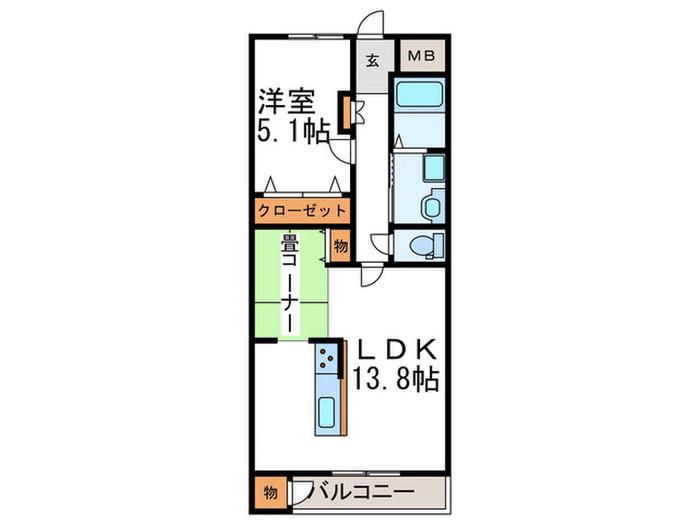 森田マンションA棟(1LDK/3階)の間取り写真