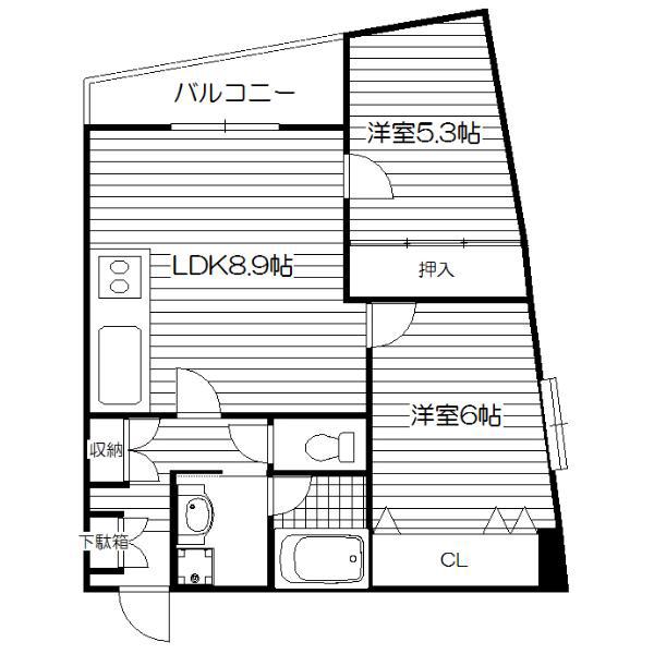 GRANDE CASA(2DK/8階)の間取り写真