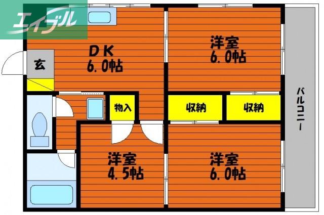 パッショネラ(3DK/3階)の間取り写真