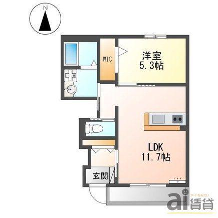 ロココモダン X(1LDK/1階)の間取り写真
