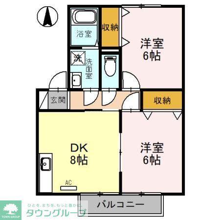 シェルアジュール(2DK/1階)の間取り写真