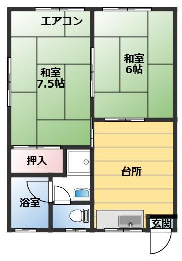 倉重アパート(2DK/2階)の間取り写真