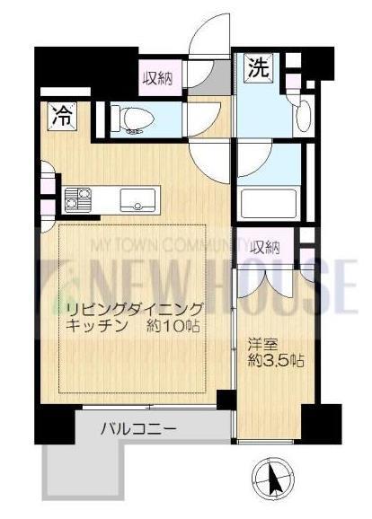インプレストコア神楽坂(1LDK/2階)の間取り写真