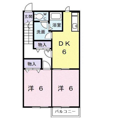 エクセル(2DK/2階)の間取り写真