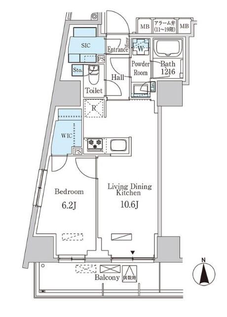 パークアクシス池袋(1LDK/15階)の間取り写真