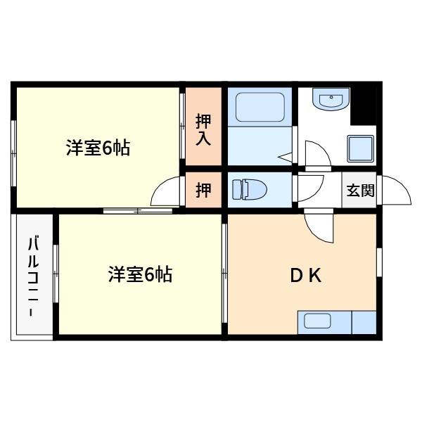 ヴィレッジ白山(2DK/1階)の間取り写真
