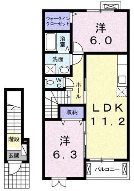VICTRIA(2LDK/2階)の間取り写真