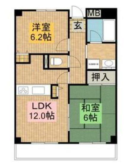 ロイヤルフラット壱番館(2LDK/4階)の間取り写真