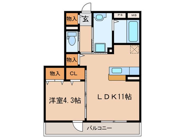 プロピスト(1LDK/3階)の間取り写真