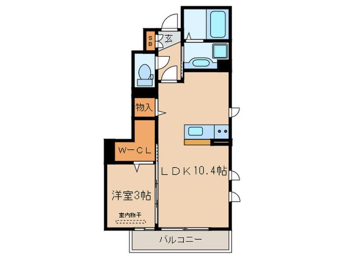 ヴェルドミール成城(1LDK/1階)の間取り写真