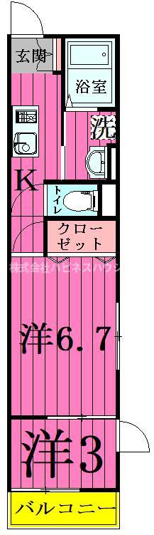 ボヌールメゾンB(2K/3階)の間取り写真