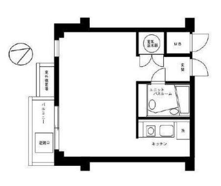 牛込パークハイツ(ワンルーム/1階)の間取り写真