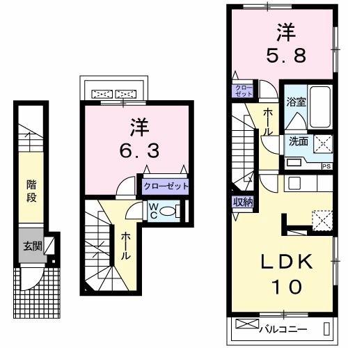 アーク 未来(2LDK/2階)の間取り写真