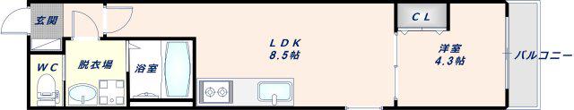 BADGE NAGASE ウエスト(1LDK/1階)の間取り写真