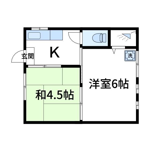 メゾン志賀(2K/2階)の間取り写真