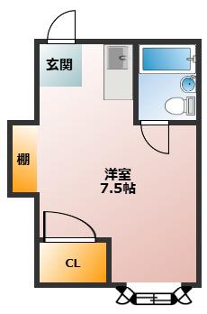西巣鴨ビル(ワンルーム/5階)の間取り写真
