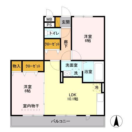 IVY TERRACE(2LDK/2階)の間取り写真