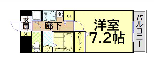 エステムコート南堀江IIICHURA(1K/4階)の間取り写真
