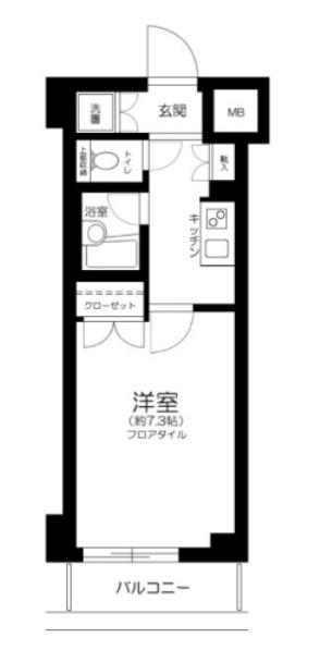 パレステュディオ新宿パークサイド(1K/4階)の間取り写真