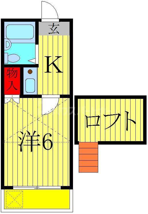 フローラル花梨II(1K/2階)の間取り写真
