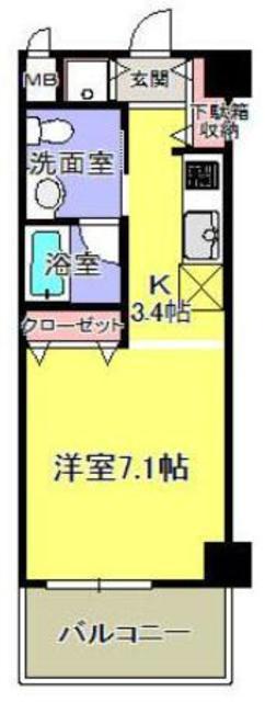 プレシャス青葉台(ワンルーム/3階)の間取り写真