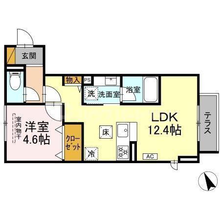 ハスクバーナ江戸川台(1LDK/1階)の間取り写真