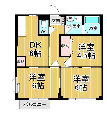 レジデンス大森 B(3DK/2階)の間取り写真