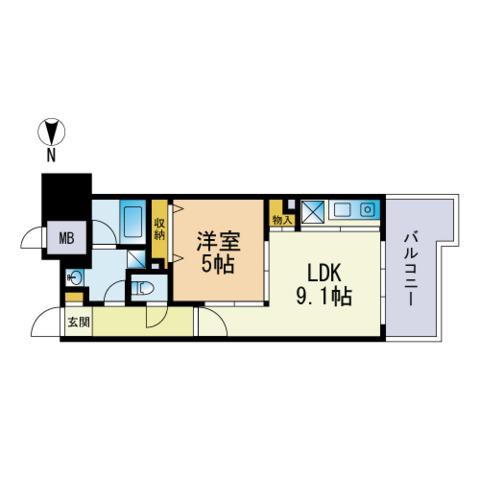キルンズ博多駅南(1DK/10階)の間取り写真