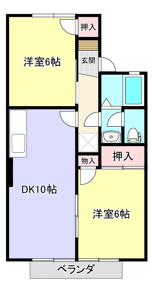 ビューパレーA(2LDK/2階)の間取り写真