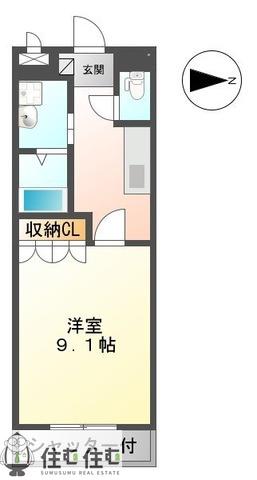 シャトレーン幸世館(1K/1階)の間取り写真