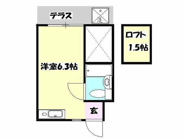 ベルポアン新丸子(ワンルーム/1階)の間取り写真