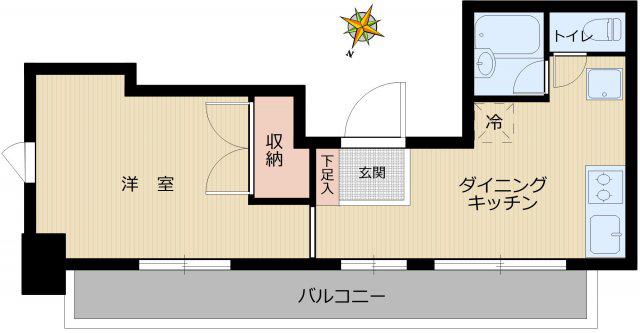 カーネ小日向(1DK/8階)の間取り写真