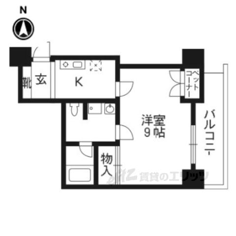 I-ARTS七条大宮(1K/3階)の間取り写真