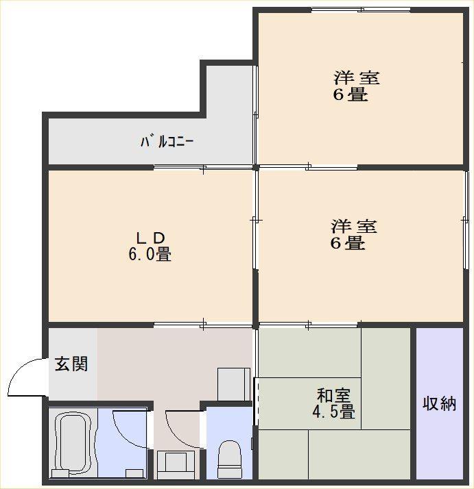 山口アパート(3DK/2階)の間取り写真