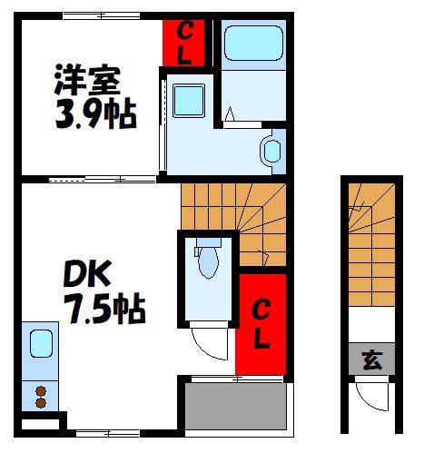 福津市日蒔野AP(1DK/2階)の間取り写真