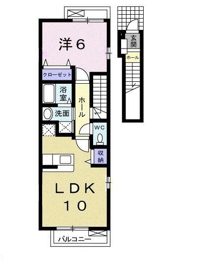 アイリス(1LDK/2階)の間取り写真