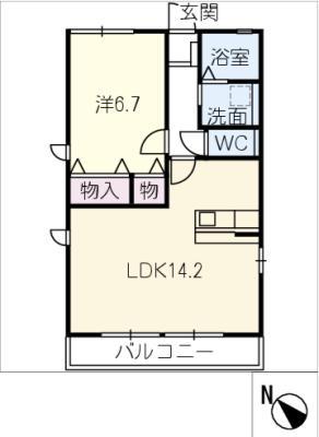 シャトレII(1LDK/2階)の間取り写真