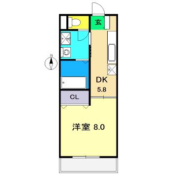 コージーコート(1DK/3階)の間取り写真