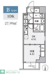 S-RESIDENCE住吉AQUACHT(1DK/2階)の間取り写真