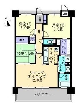 アルファステイツ木太中央公園(3LDK/2階)の間取り写真