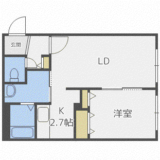 エステート北21(1LDK/2階)の間取り写真