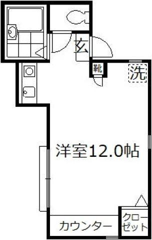 アーバンパレス6号館(ワンルーム/1階)の間取り写真