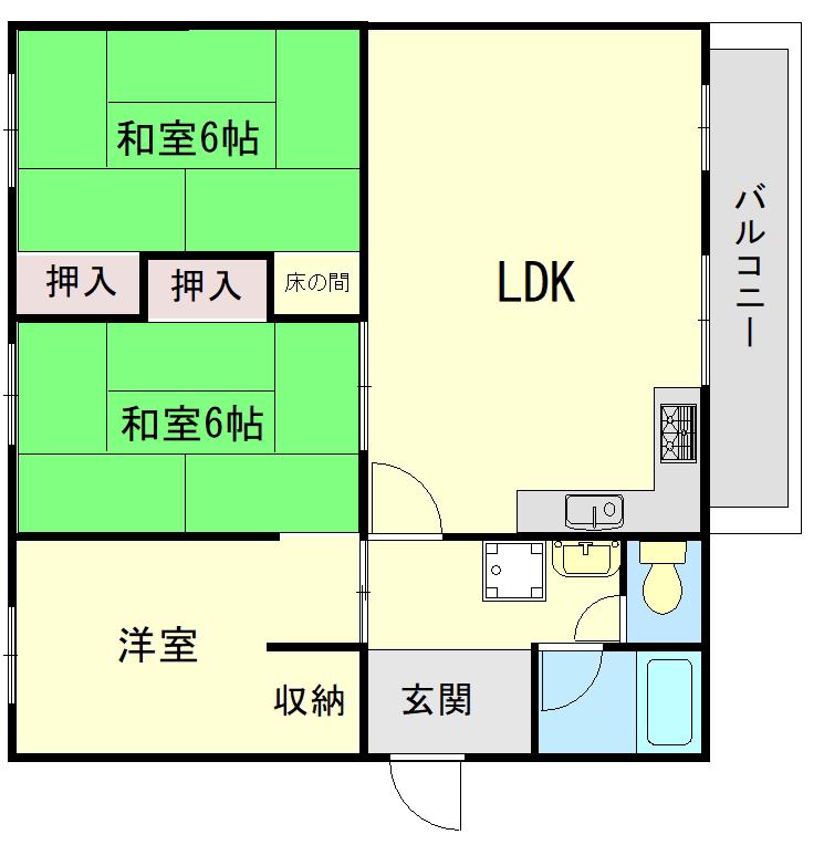 釈尊寺第1第17号棟(3LDK/5階)の間取り写真