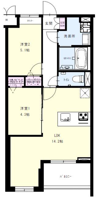 ORCHARD COURT II(2LDK/2階)の間取り写真